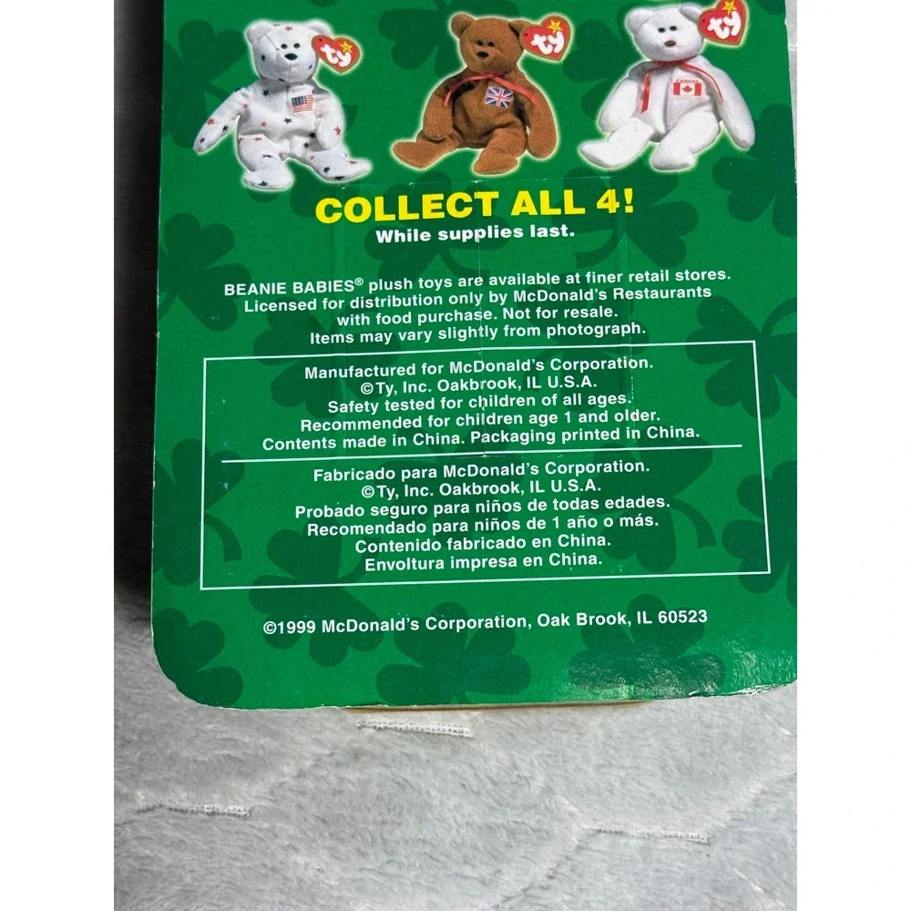 Vintage Ty McDonald's Teenie Beanie Babies Lot Britannia and Erin Bears 1999 NIP